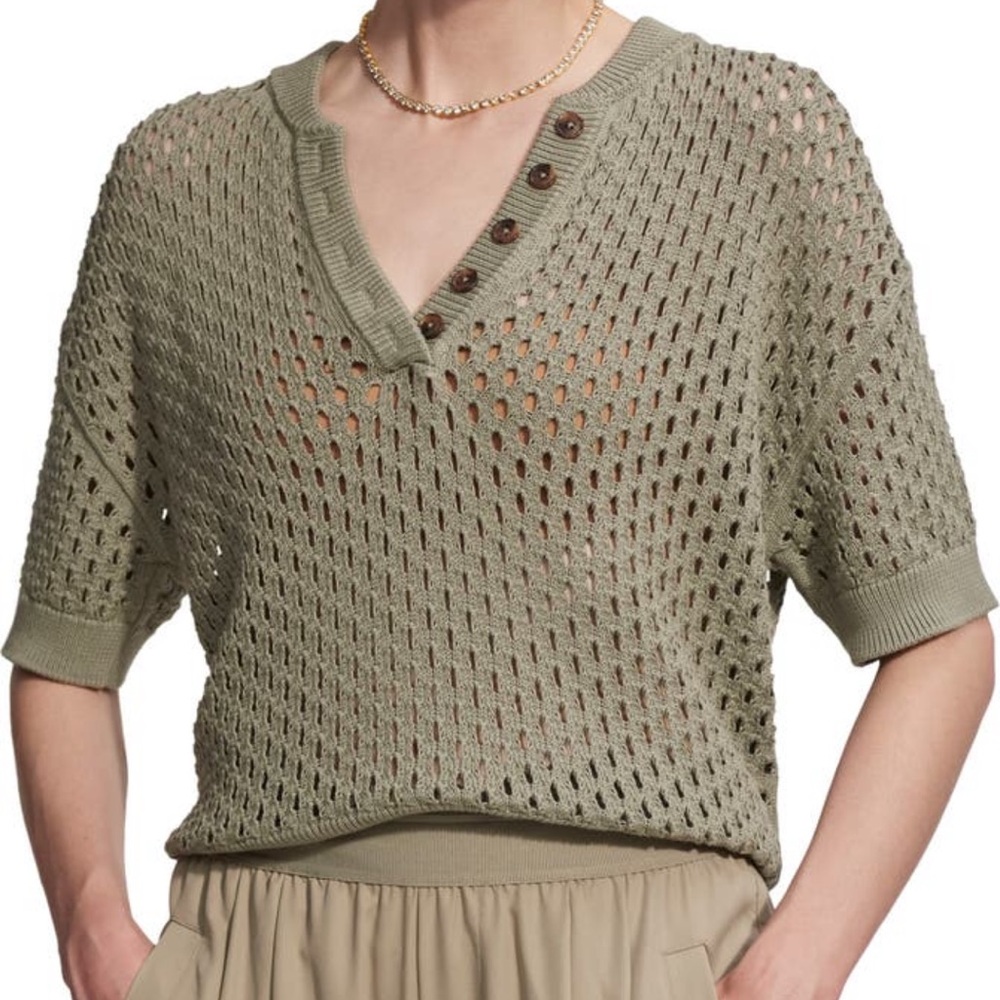 Varley Eaton mesh stitch Henley sweater